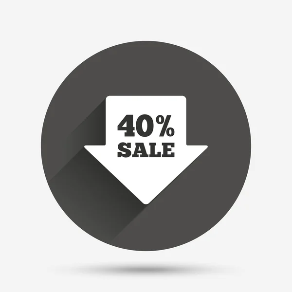 40 percent sale arrow tag sign icon. — Stock Vector