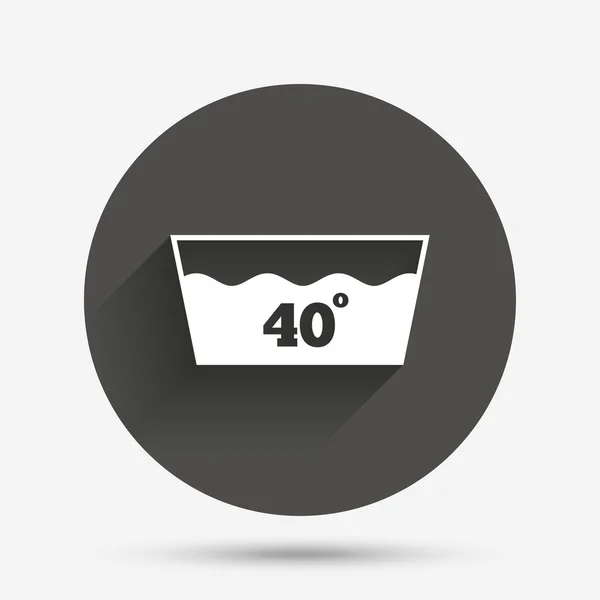 Icono de lavado. Lavable a máquina a 40 grados símbolo — Archivo Imágenes Vectoriales