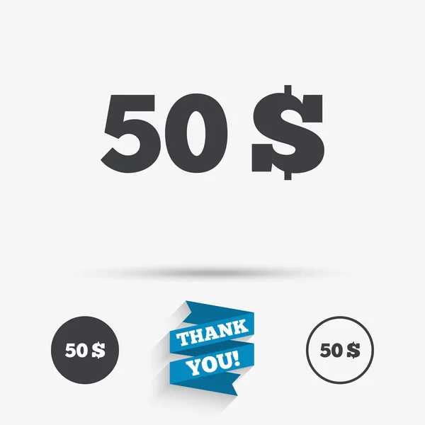 50 Dollars signe icône . — Image vectorielle