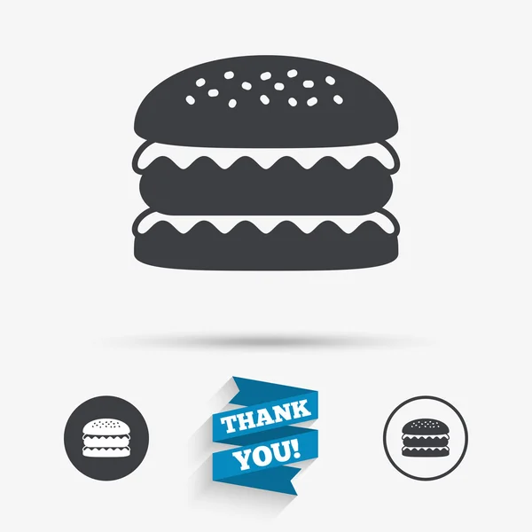 Hamburger icon. Burger food symbol. — Stock Vector