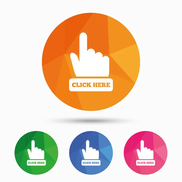 Click here hand sign — Stock Vector
