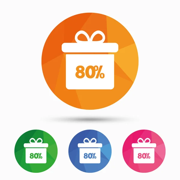 80 percent sale gift box tag sign icon. — Stock Vector