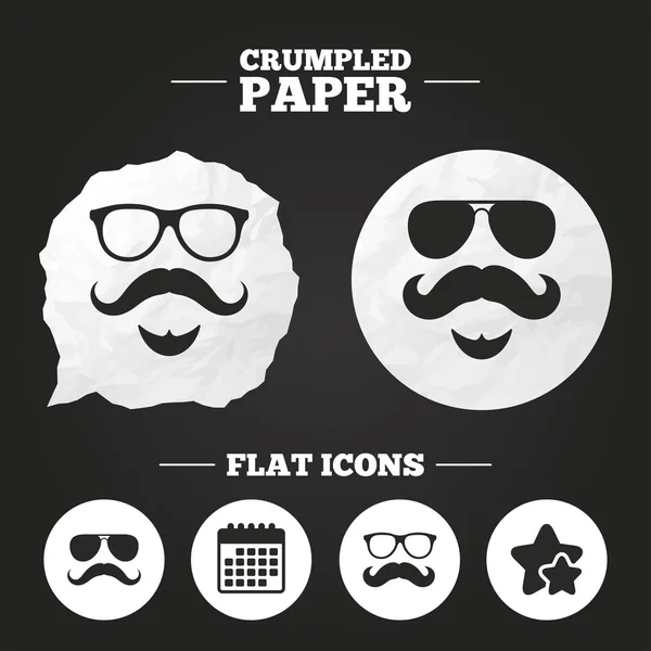 Iconos de bigote y gafas . — Vector de stock