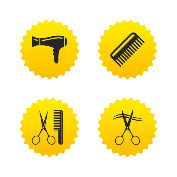 Icone del parrucchiere. Forbici taglio capelli — Vettoriale Stock