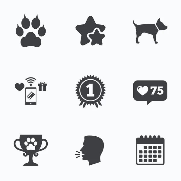 Iconos de mascotas. Gato pata con embragues signo . — Vector de stock