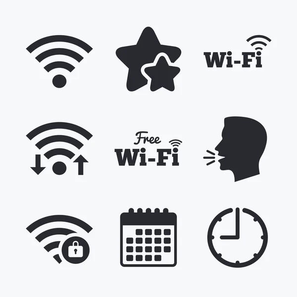 Wifi kablosuz ağ kutsal kişilerin resmi. Wi-fi bölgesi kilitli. — Stok Vektör