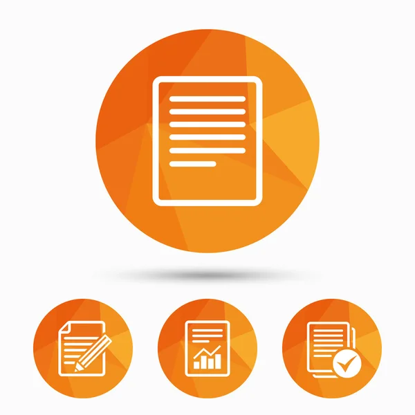 Dokument-Symbole. Datei mit Diagramm und Checkbox. — Stockvektor