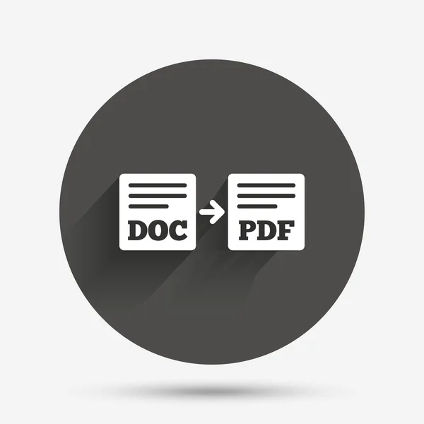 Exportar DOC para ícone PDF . — Vetor de Stock