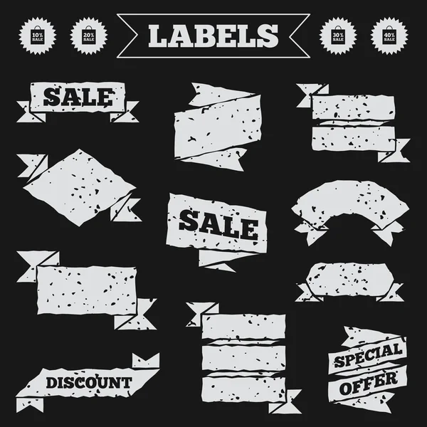 Sale bag tag icons. Discount symbols. — Stock Vector