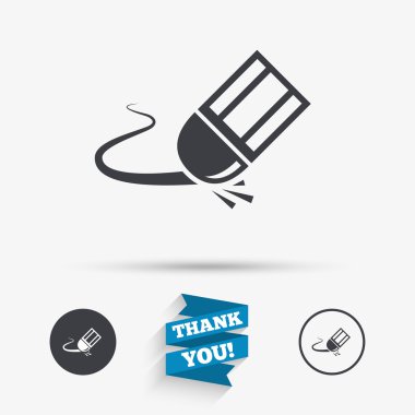 Silgi simgesi. Kalem satır silme  