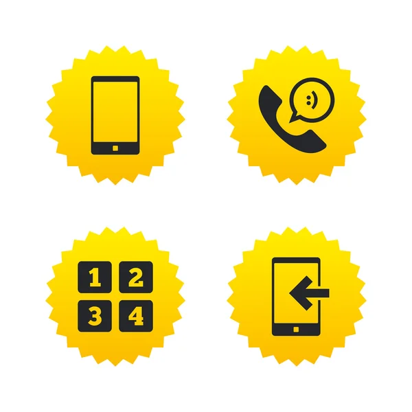 De pictogrammen van de telefoon. Call center ondersteuning symbool. — Stockvector
