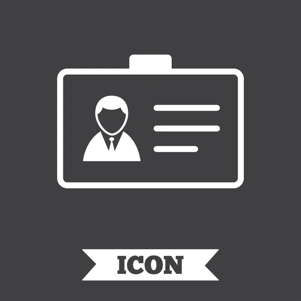 Icono de signo de tarjeta de identificación. Símbolo de tarjeta de identidad . — Vector de stock