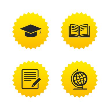 kalem ve açık kitap işaretleri.  