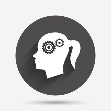 kafa ile vites işareti simgesi. kadın baş