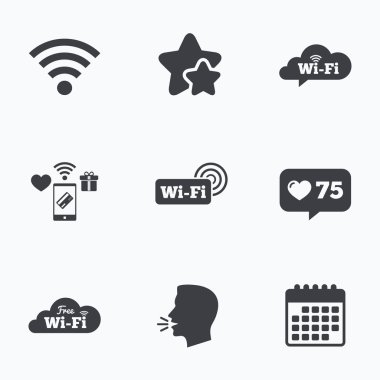 Wifi kablosuz ağ kutsal kişilerin resmi. Wi-fi konuşma balonu