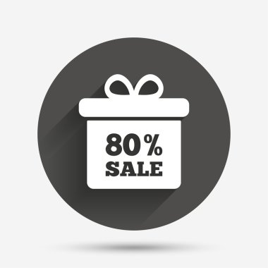 yüzde 80'i Satılık hediye kutusu etiketi işareti simgesi.