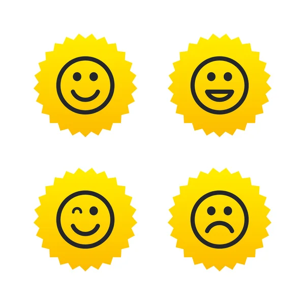 Lächelnde Symbole. glückliche, traurige und augenzwinkernde Gesichter. — Stockvektor