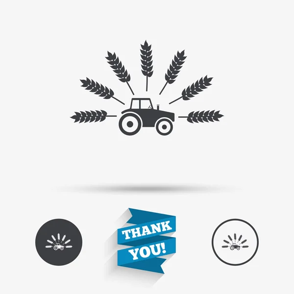 トラクターの記号アイコン。農業産業のシンボル. — ストックベクタ