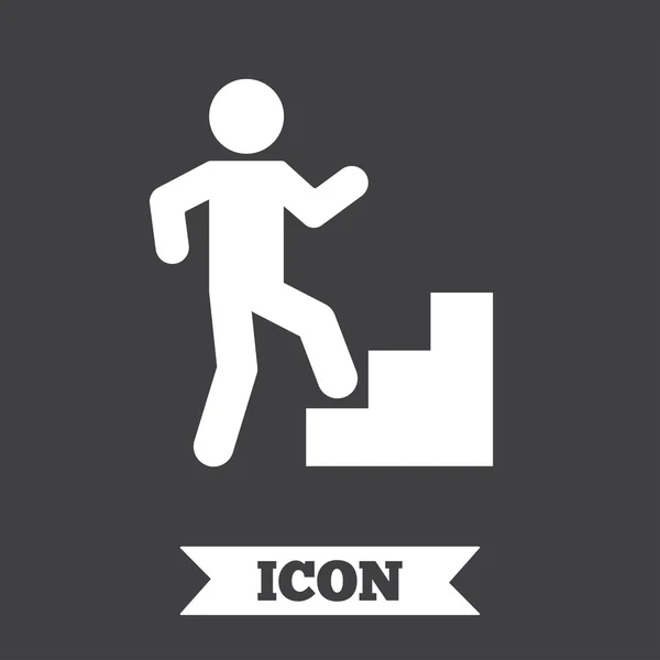 Icono de arriba. Humano caminando en la escalera signo . — Vector de stock