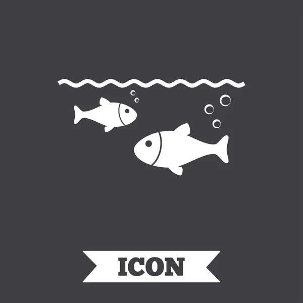 Peixe no ícone de sinal de água . — Vetor de Stock
