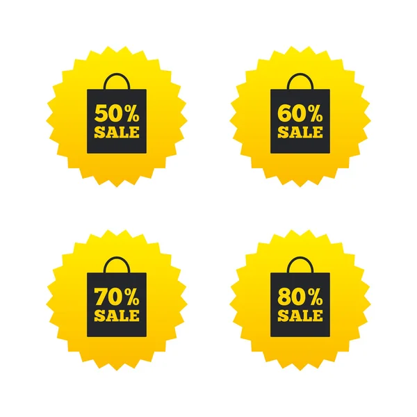 Sale bag tag icons. Discount symbols. — Stock Vector