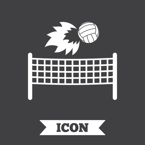 Volleyball net fireball icon. Beach sport symbol. — Stock Vector