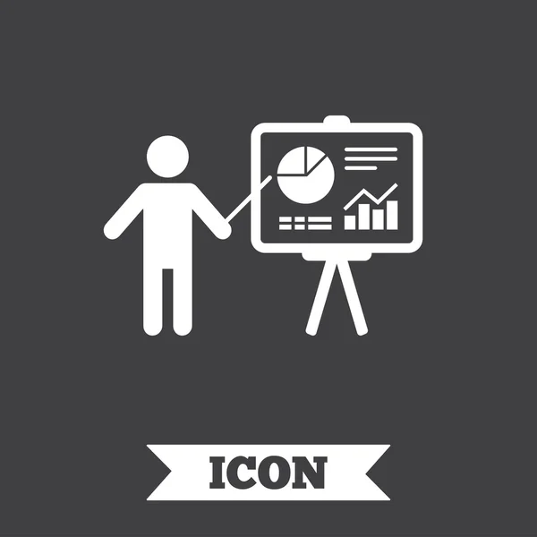 Panneau d'affichage de présentation icône. Symbole du diagramme . — Image vectorielle