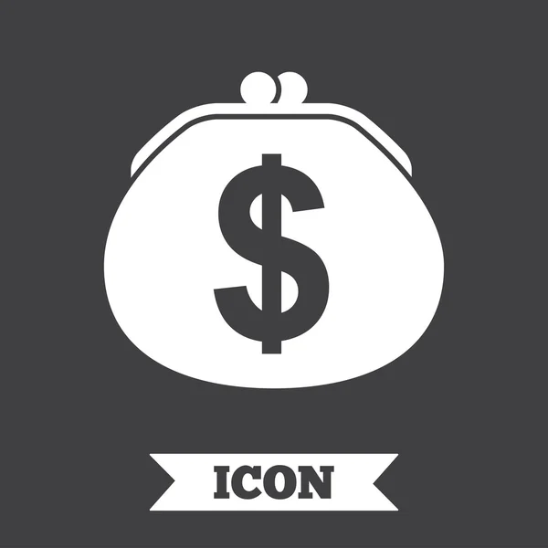 Wallet dollar sign icon. Cash bag symbol. — Stock Vector