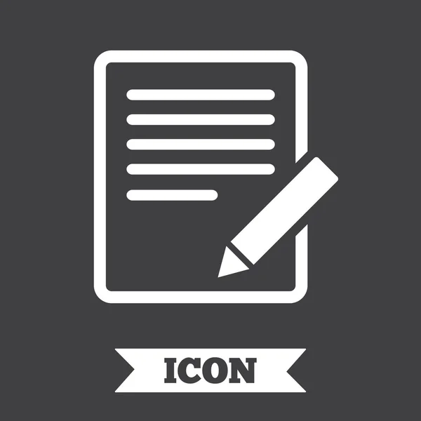 Editar icono de signo de documento . — Vector de stock