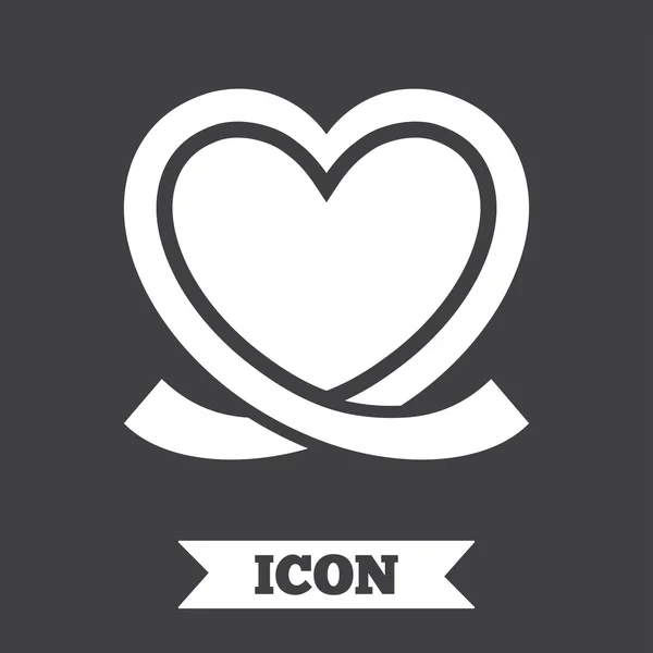 Icono del signo de la cinta del corazón. Símbolo de amor . — Archivo Imágenes Vectoriales