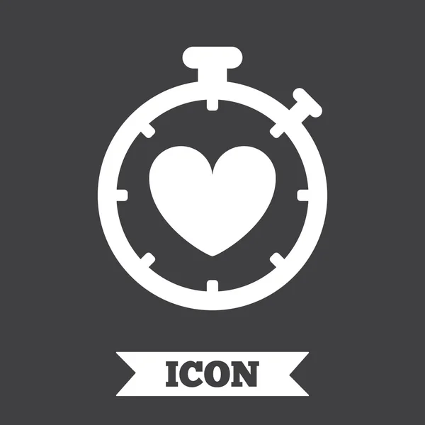 Signo del temporizador del corazón icono. Símbolo cronómetro . — Archivo Imágenes Vectoriales