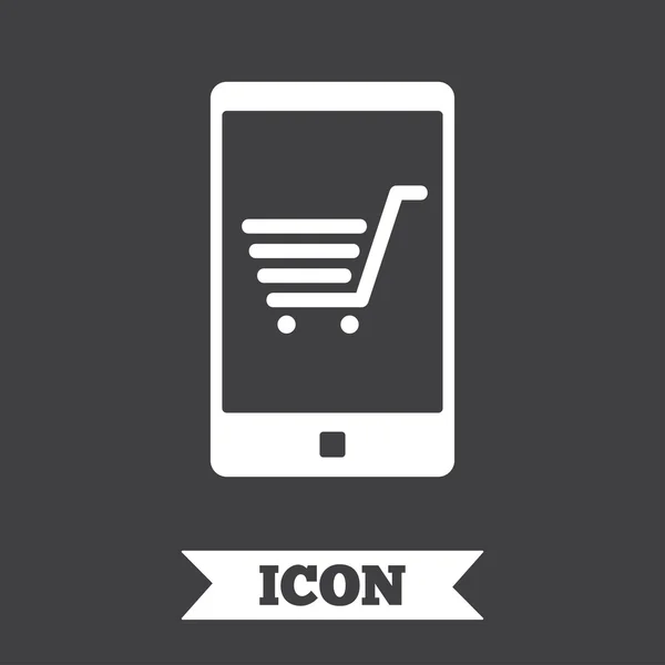 Smartphone con icono de signo de carrito de compras . — Archivo Imágenes Vectoriales