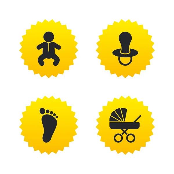 Iconos de bebés. Buggy y símbolos ficticios . — Vector de stock