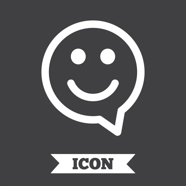 Cara feliz habla símbolo de burbuja. Icono de sonrisa . — Vector de stock