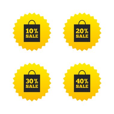 Satılık çanta etiketi simgeler. Sembolleri indirim.