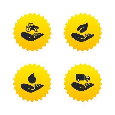 Yardım simgeleri eller. Koruma ve sigorta.