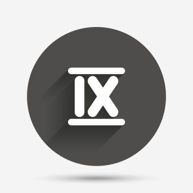 Romen rakamı dokuz simgesi. Roma dokuz numara işareti.