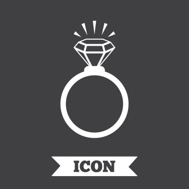 Yüzük işareti simgesi. Elmas simgesi olan takı.