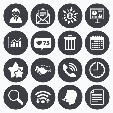 Office, belgeler ve iş simgeleri.