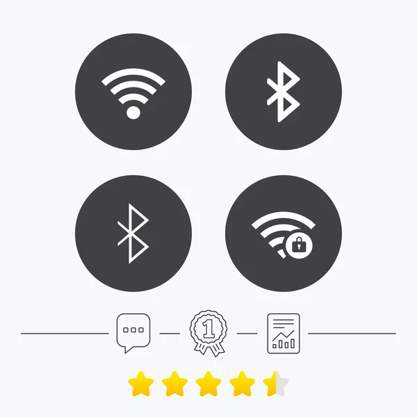 WiFi ve Bluetooth simgesi. Kablosuz mobil şebeke — Stok Vektör
