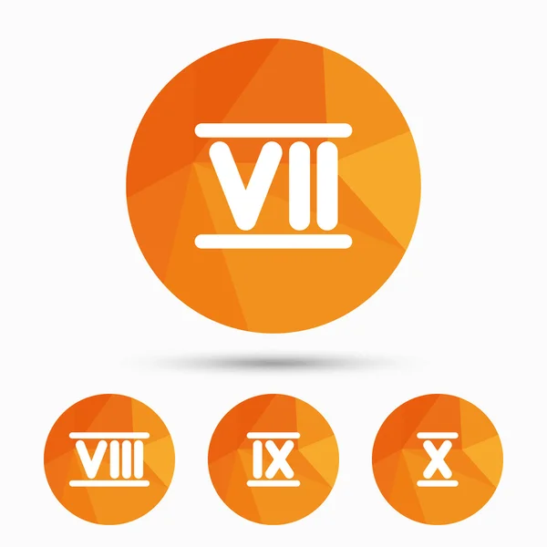 Roman numeral icons. Number seven, nine, ten. — Stock Vector