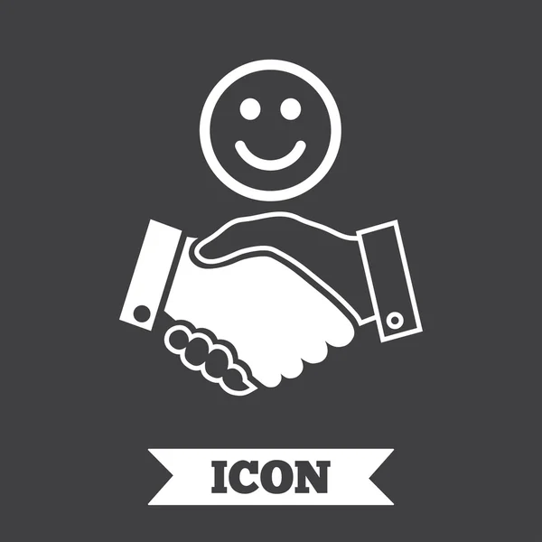 Smile handshake sign icon. Successful business. — Stock Vector
