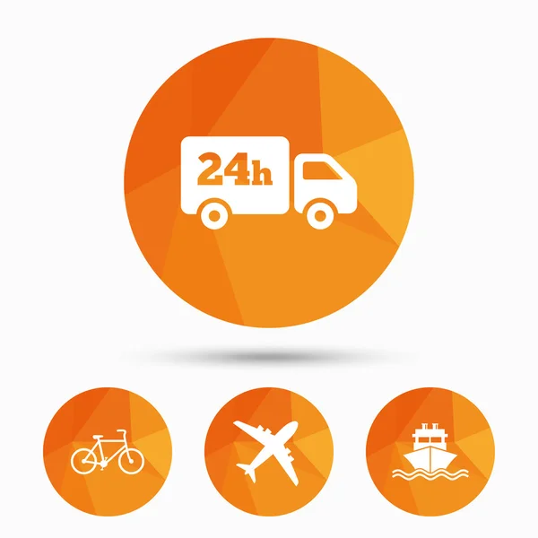 Camion cargo, expédition, vélo . — Image vectorielle