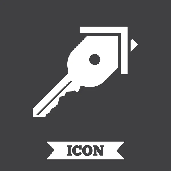 Llave del icono del signo de la casa. Herramienta de desbloqueo . — Vector de stock