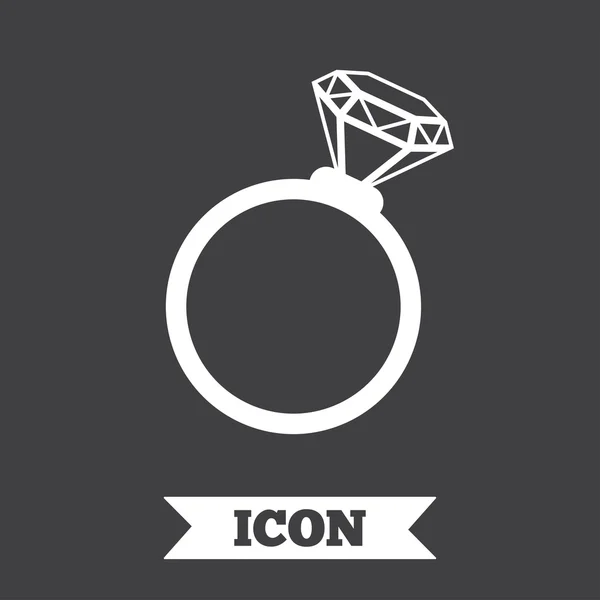 Icono de señal de anillo. Joyas con símbolo de diamante . — Vector de stock