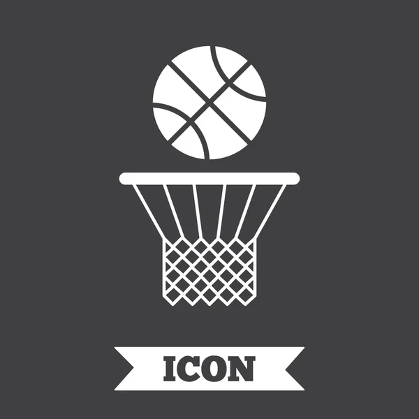 Cesta de baloncesto e icono de pelota . — Vector de stock