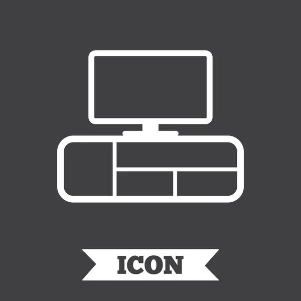 Icono de signo de mesa de TV. Símbolo de muebles modernos . — Vector de stock