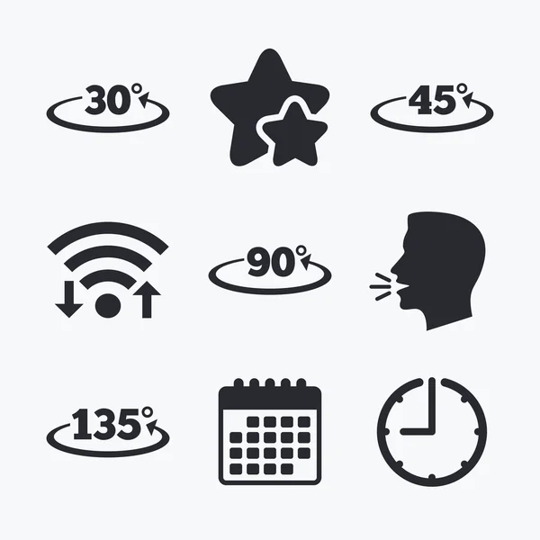 Ícones de graus de ângulo . —  Vetores de Stock