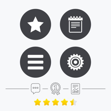 Yıldız ve menü listesi işaretleri. 