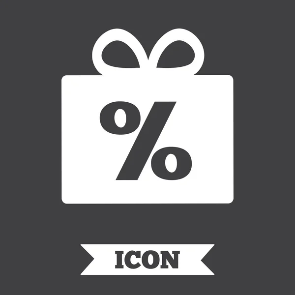 Signo de caja regalo icono de descuento . — Archivo Imágenes Vectoriales